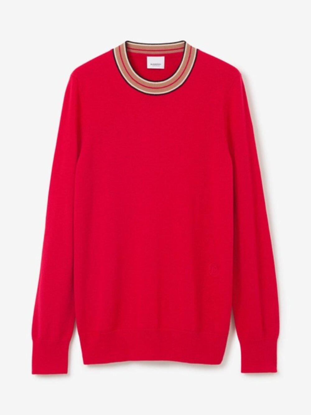 BURBERRY *NWT* Tilda Red Cashmere Jumper/Sweater with Striped Neckline Size XS